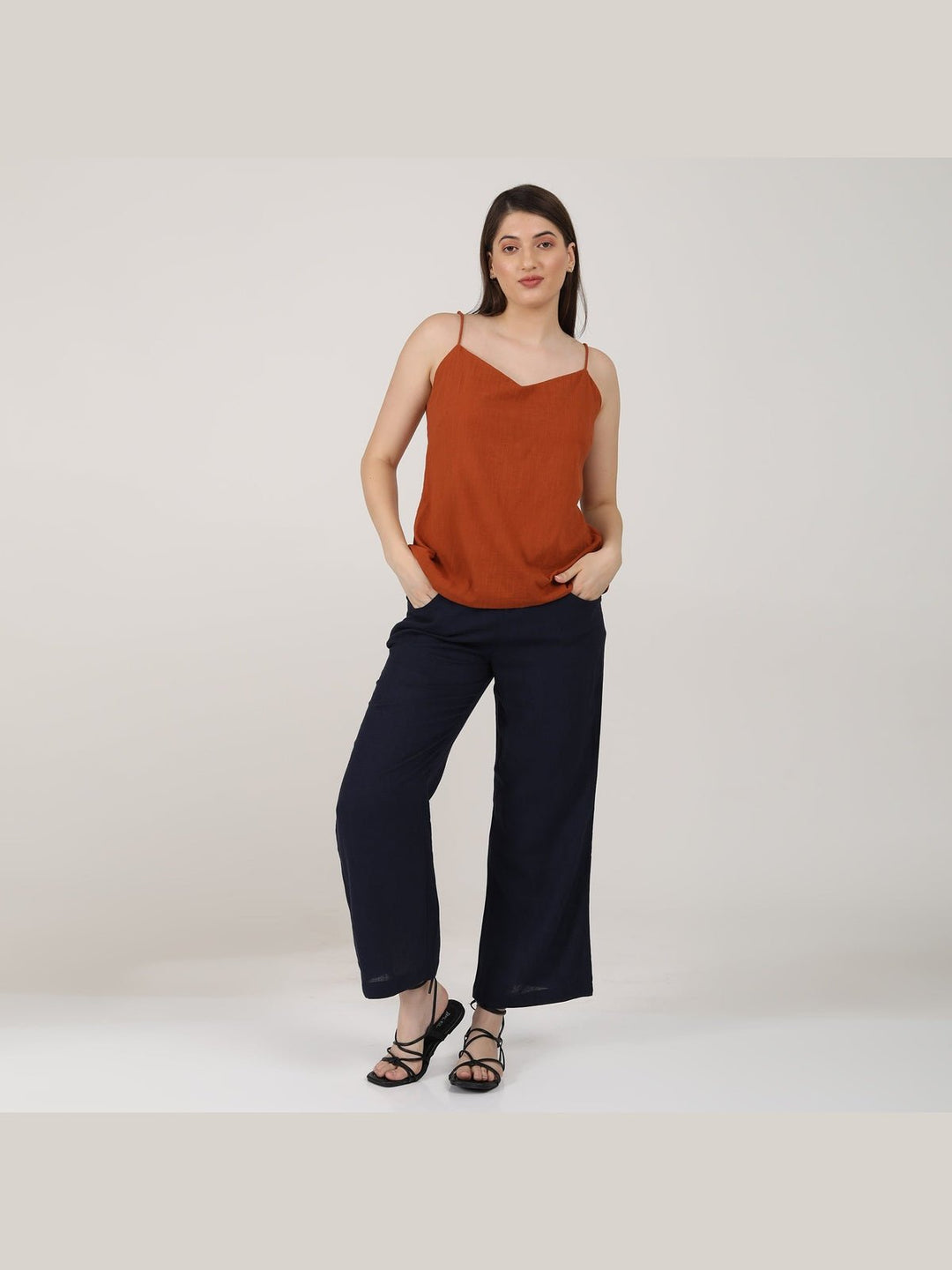 Co - ord SetLinen Solid Slip Top with Wide Leg Pants Co - ord SetSaltpetre