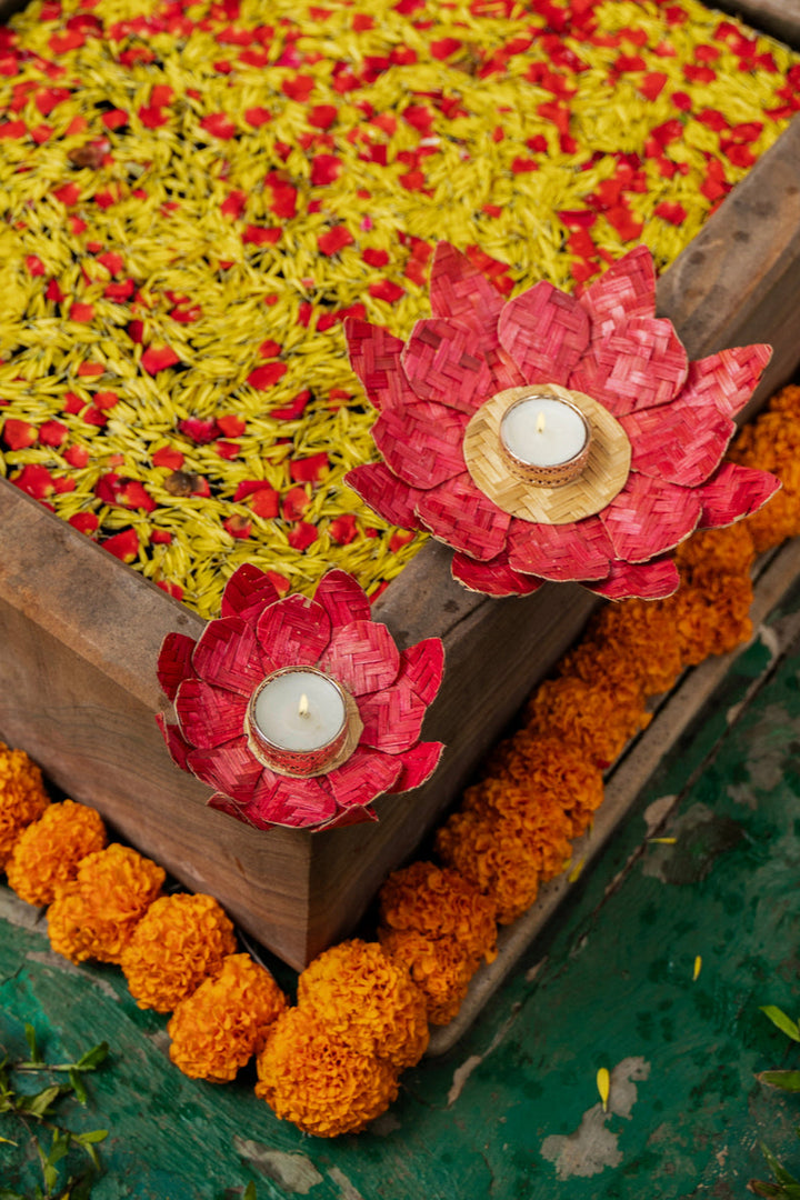 Home DecorLotus Handcrafted Bamboo Tea Light HolderGreenkraftFlourish Planet