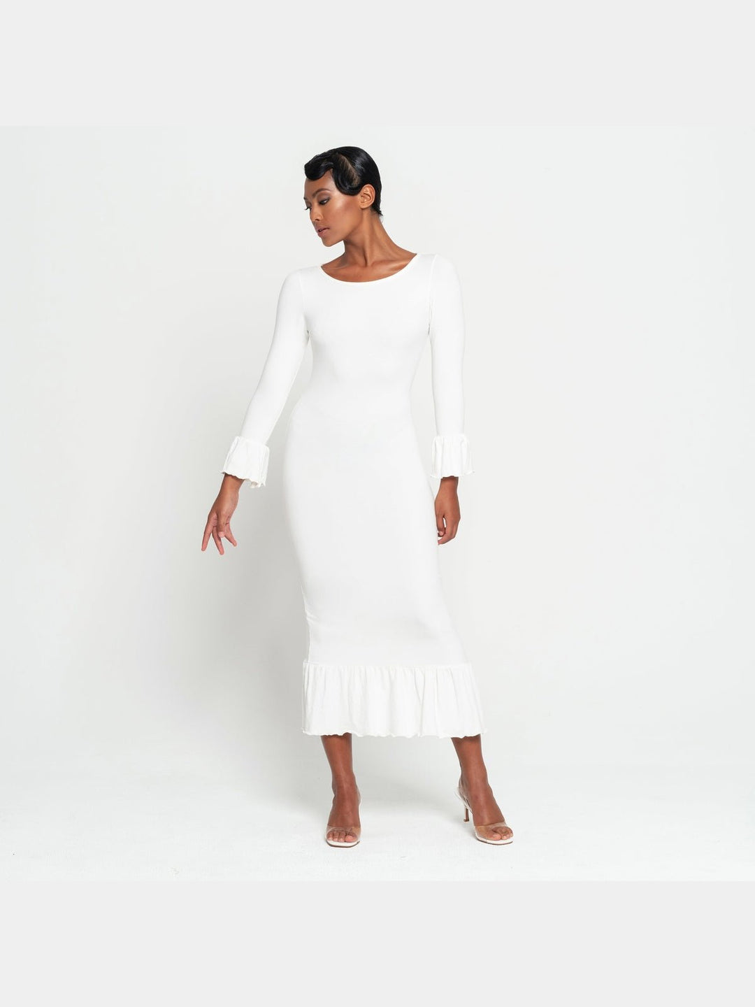 DressesMARJORIE Bamboo Ruffle Dress, in Off - whiteBrunnaCo