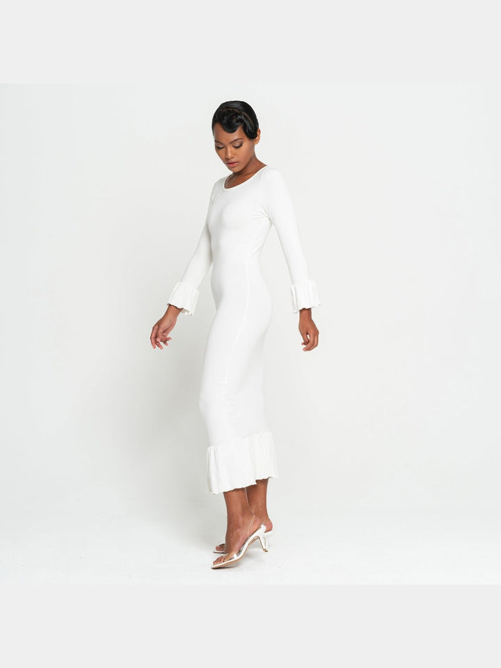 DressesMARJORIE Bamboo Ruffle Dress, in Off - whiteBrunnaCo