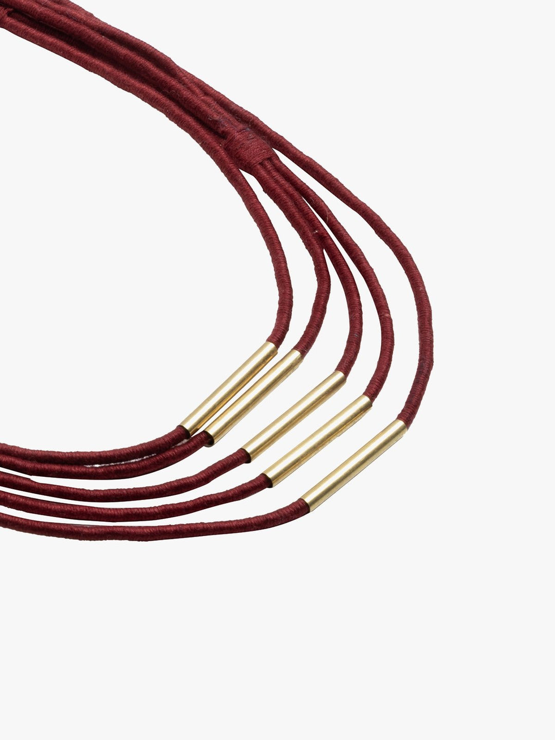 NecklaceMaroon Multistrand Patwa Thread Necklace with Metal Tube AccentsKaladoraFlourish Planet