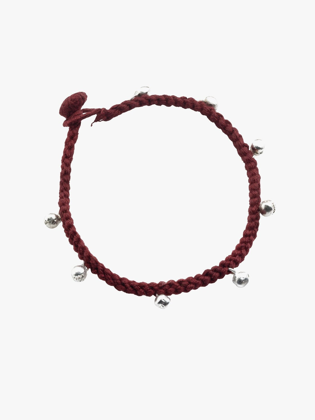 AnkletMaroon Patwa Thread Anklet with Metallic Ghungroo BeadsKaladoraFlourish Planet