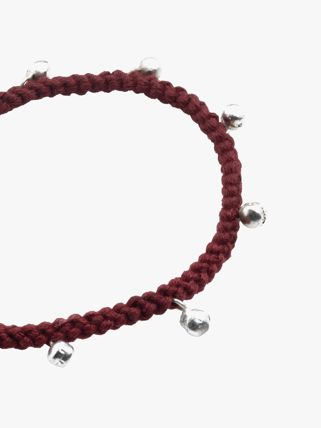 AnkletMaroon Patwa Thread Anklet with Metallic Ghungroo BeadsKaladoraFlourish Planet