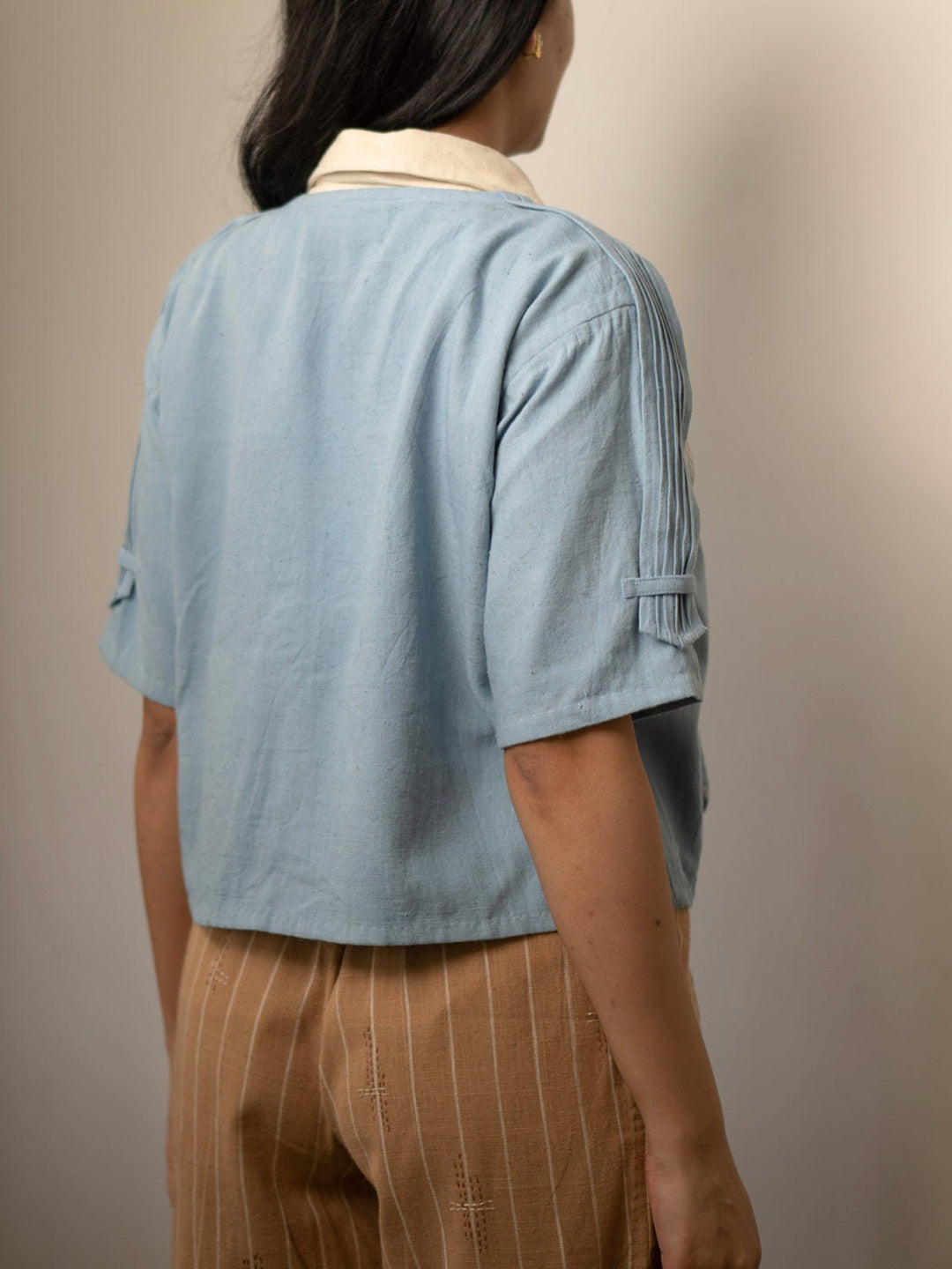 JacketsMateriality Unisex Cropped Half Sleeve Jacket BlueLafaaniFlourish Planet