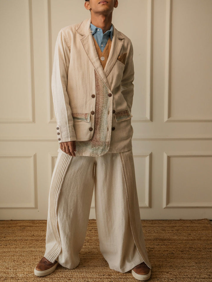 JacketsMateriality Unisex Double Breasted Jacket Off WhiteLafaaniFlourish Planet