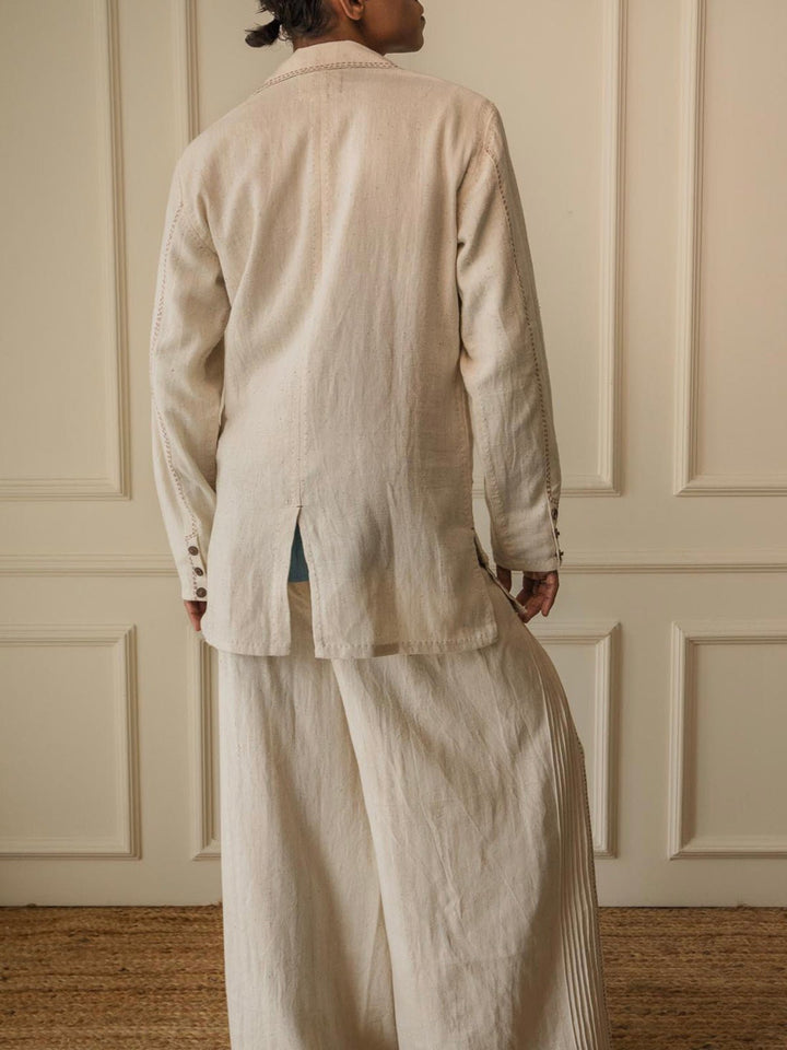 JacketsMateriality Unisex Double Breasted Jacket Off WhiteLafaaniFlourish Planet