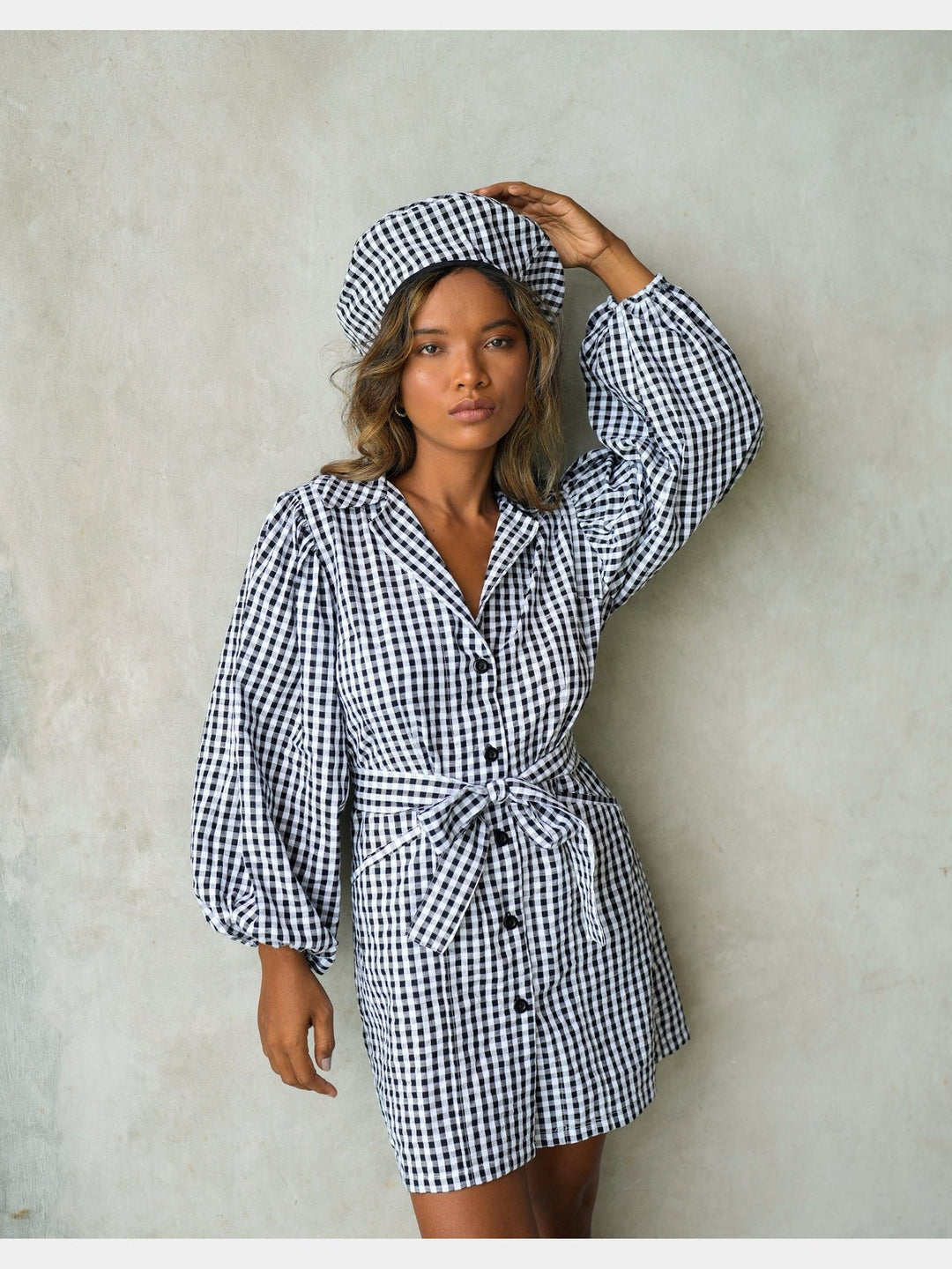 DressesMEGHAN Mini Gingham Dress, in BlackBrunnaCo