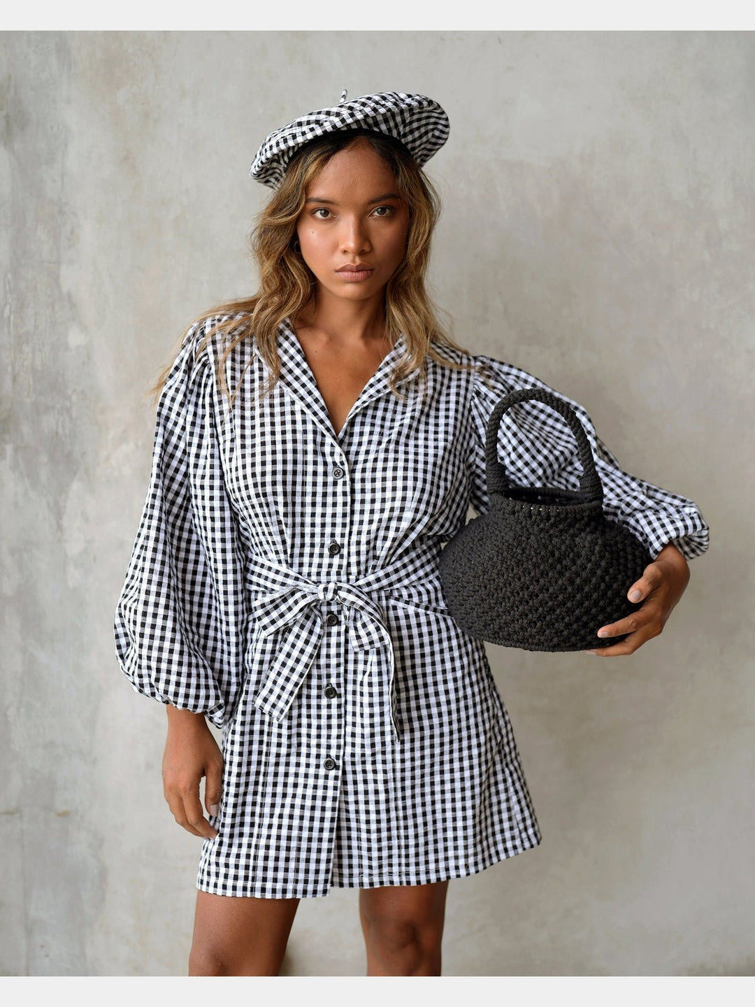 DressesMEGHAN Mini Gingham Dress, in BlackBrunnaCo