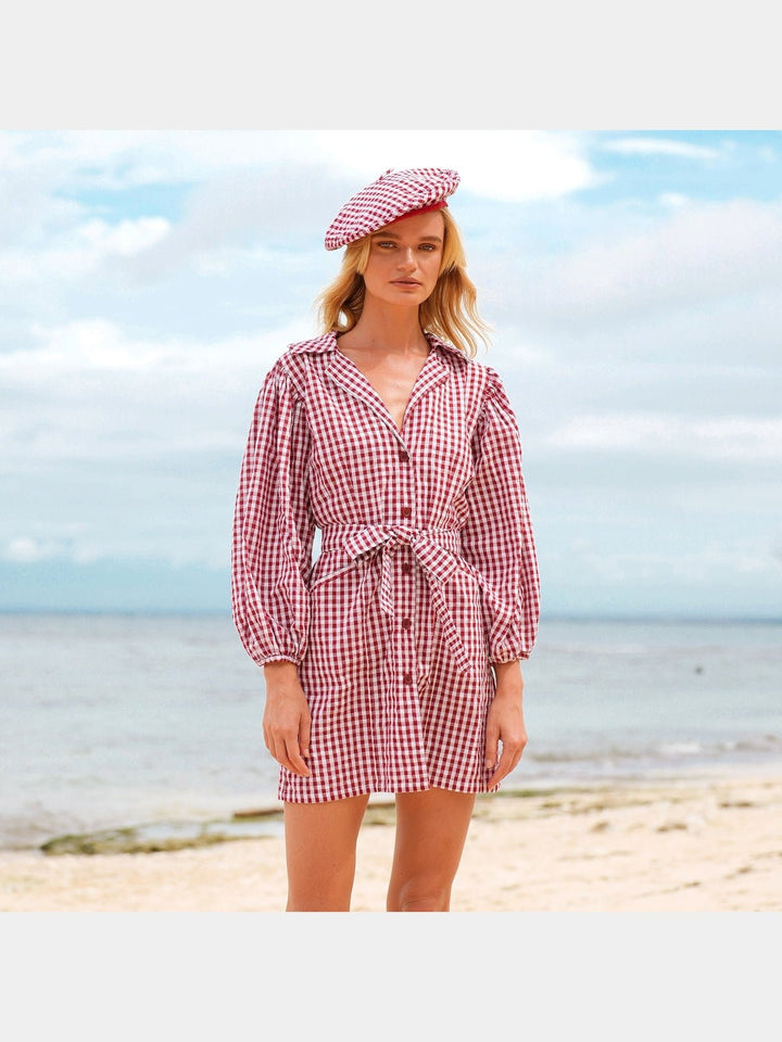 DressesMEGHAN Mini Gingham Dress, in RedBrunnaCo