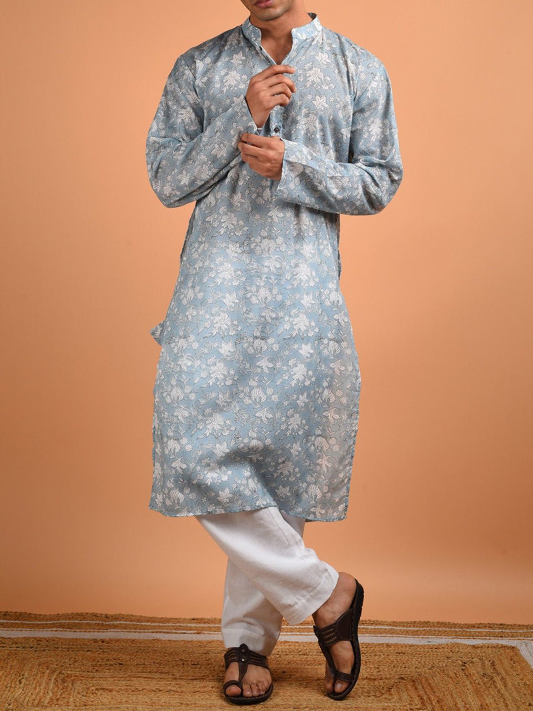 Shirts & T - shirtsMehtab Block Printed Men's Kurta GreyKalp