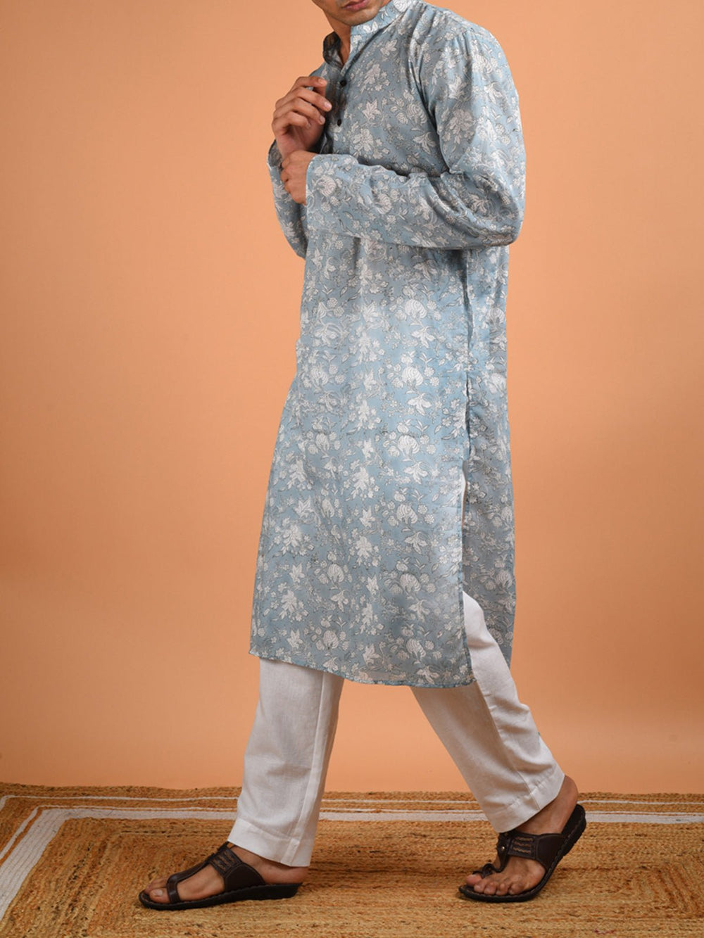 Shirts & T - shirtsMehtab Block Printed Men's Kurta GreyKalp