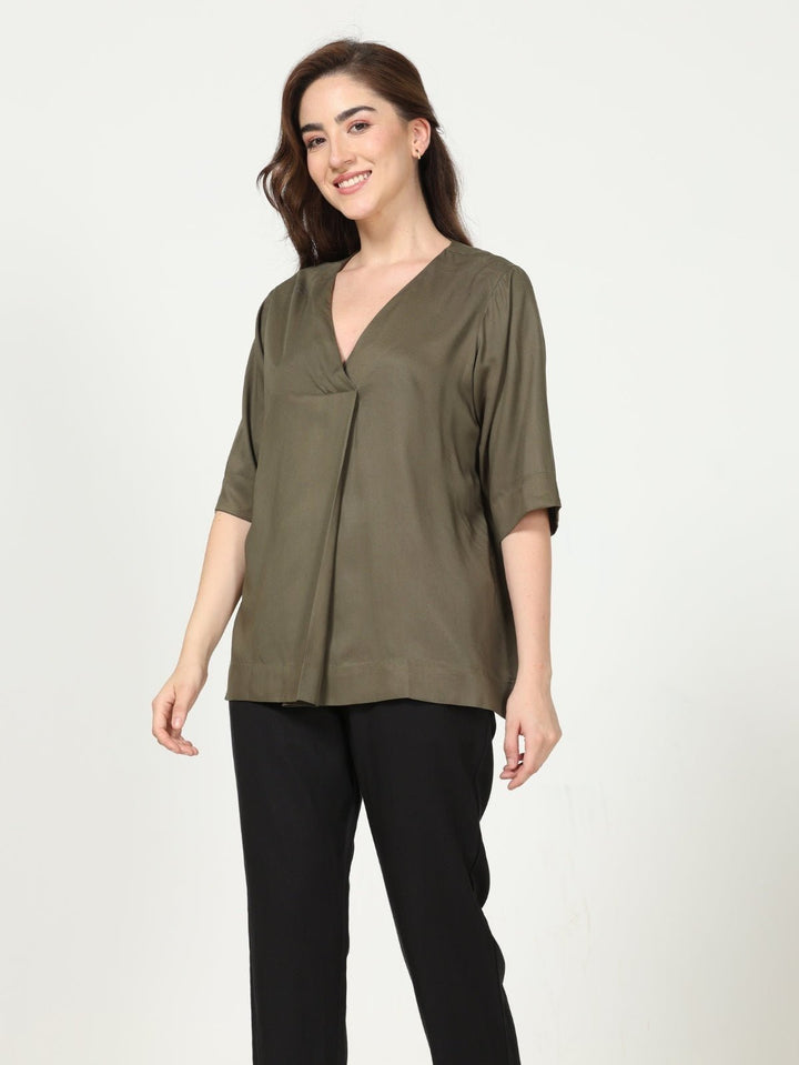 TopsModal Solid Front Pleat TopSaltpetre