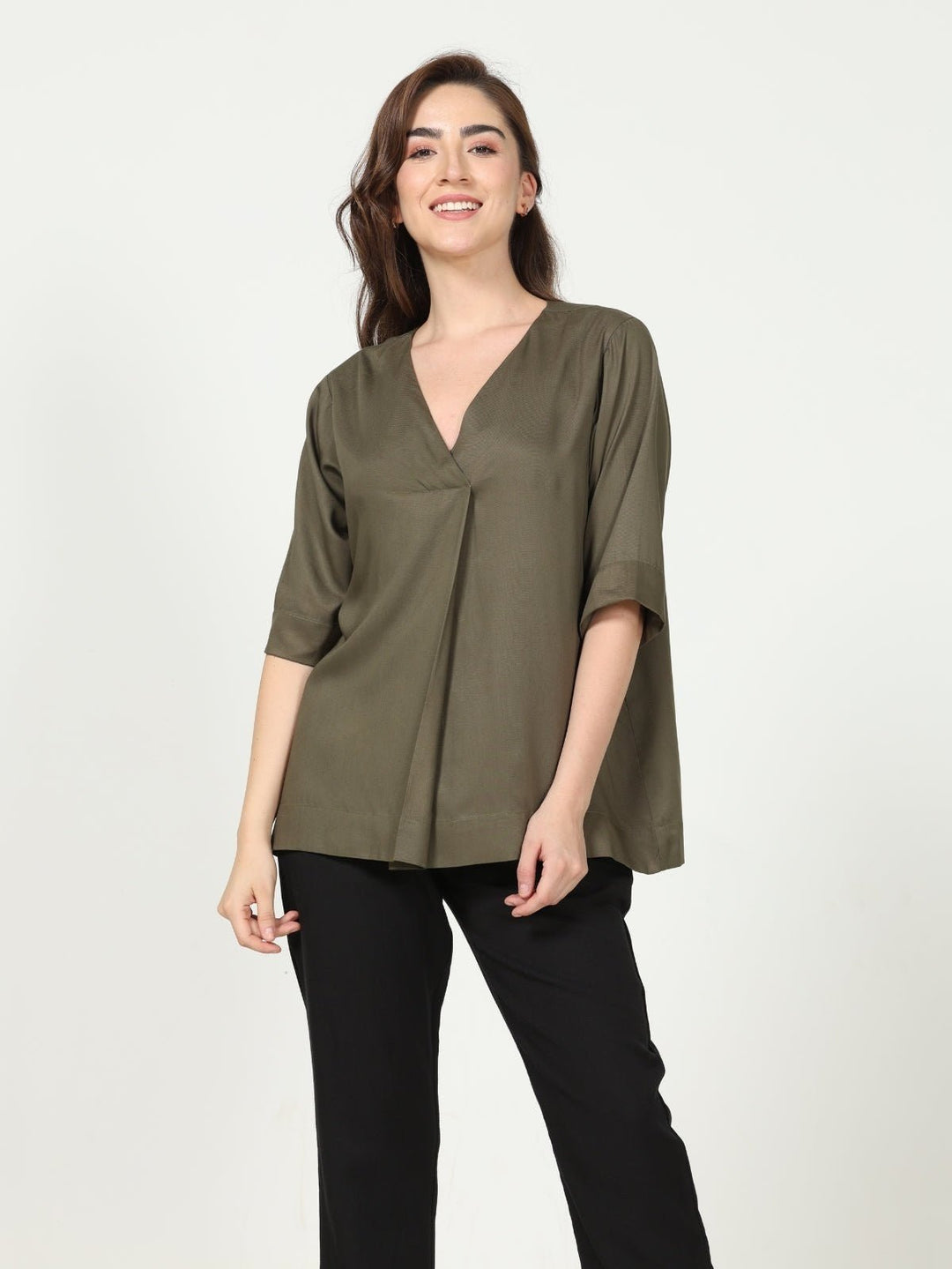 TopsModal Solid Front Pleat TopSaltpetre