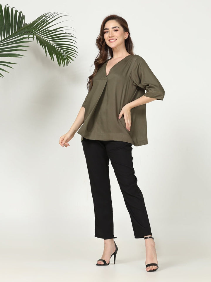 TopsModal Solid Front Pleat TopSaltpetre