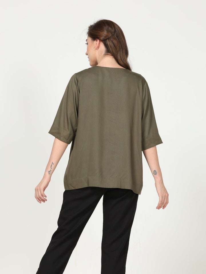 TopsModal Solid Front Pleat TopSaltpetre