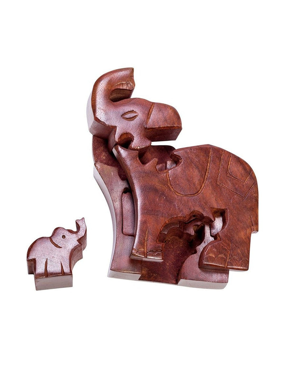 Home DecorMom and Baby Elephant Puzzle Box - Hand Carved Wood, Fair TradeMatr Boomie