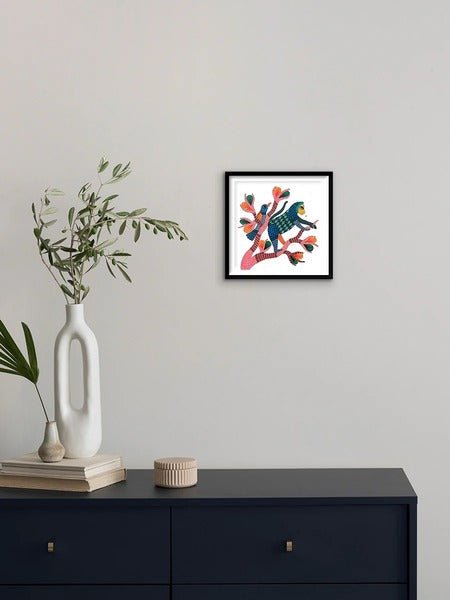 Home DecorMonkey and Bird on a Blooming Tree - Gond PaintingKailash PradhanFlourish Planet