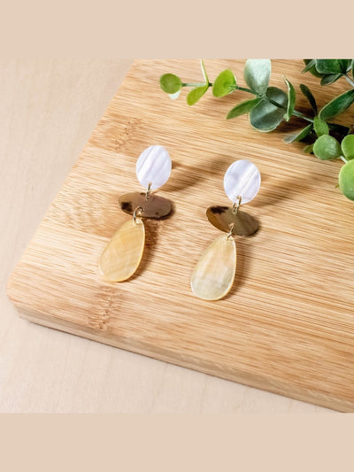 JewelryMother of Pearl Tricolor Dangle Earrings | LIKHÂLIKHÂ