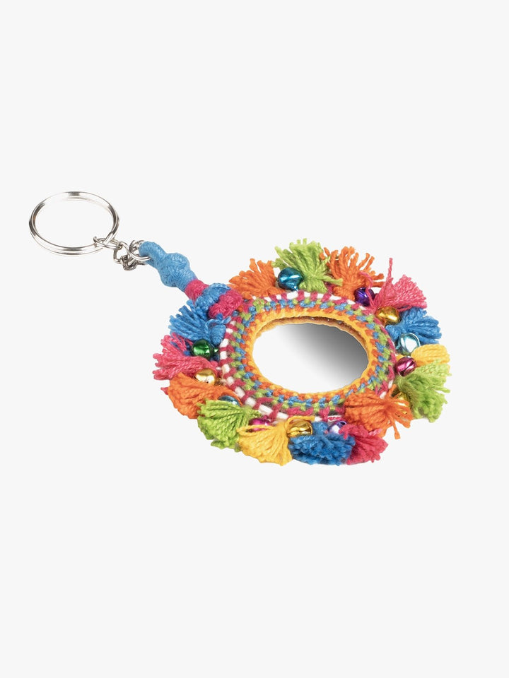 Personal AccessoriesMulticolor Patwa Thread Mirror Keychain with Beads & Tassels 2KaladoraFlourish Planet
