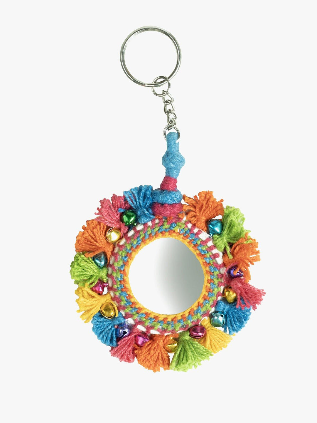 Personal AccessoriesMulticolor Patwa Thread Mirror Keychain with Beads & Tassels 3KaladoraFlourish Planet