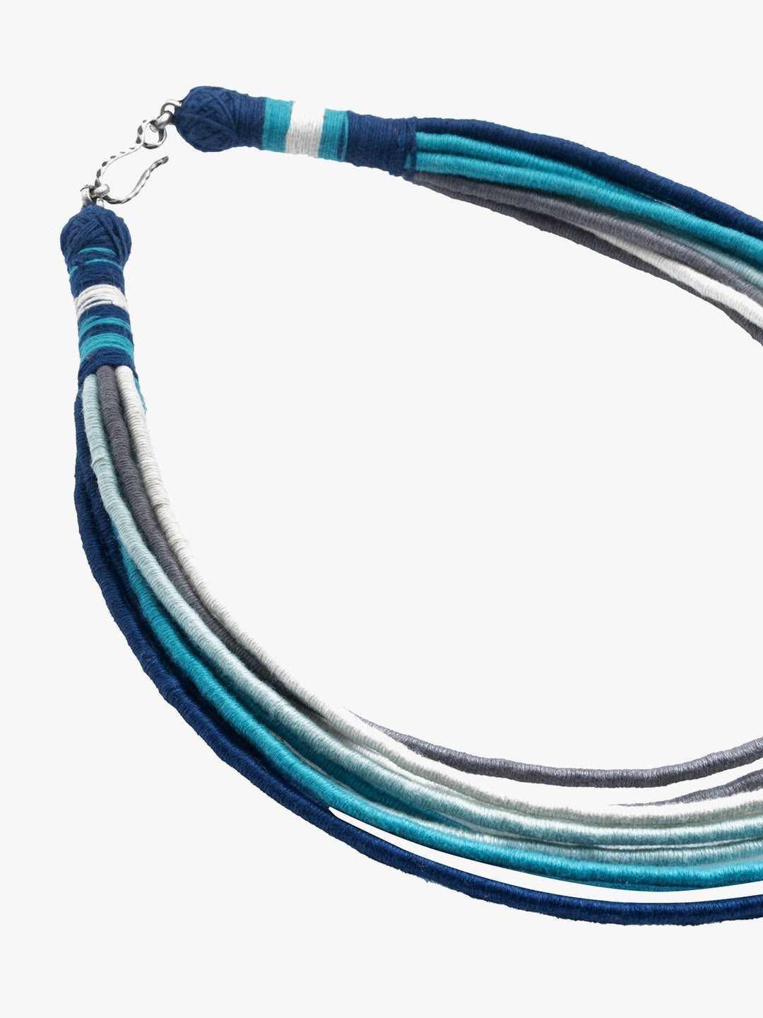 NecklaceMultistrand Patwa Thread Necklace in Blue, Grey & Aqua TonesKaladoraFlourish Planet