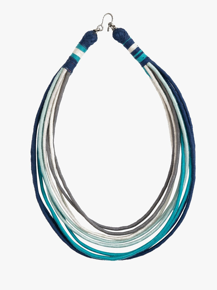 NecklaceMultistrand Patwa Thread Necklace in Blue, Grey & Aqua TonesKaladoraFlourish Planet