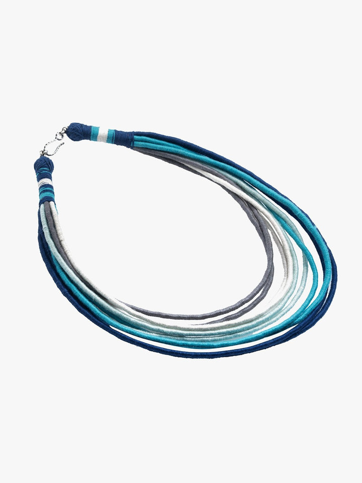 NecklaceMultistrand Patwa Thread Necklace in Blue, Grey & Aqua TonesKaladoraFlourish Planet