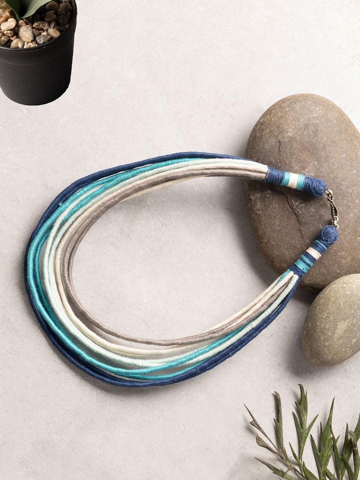 NecklaceMultistrand Patwa Thread Necklace in Blue, Grey & Aqua TonesKaladoraFlourish Planet
