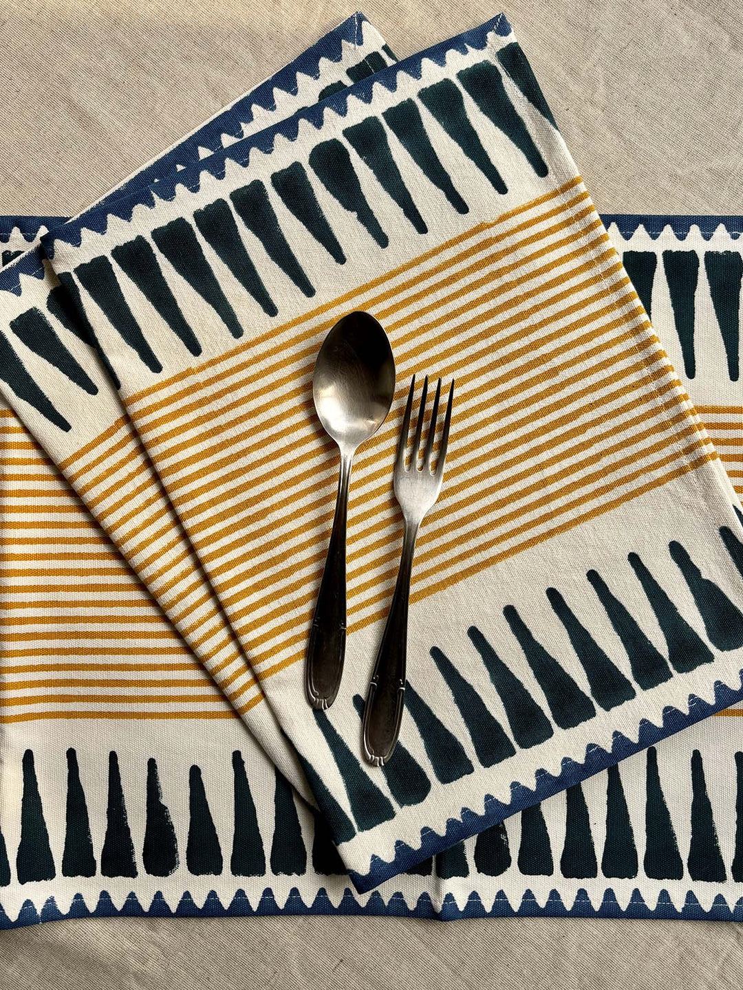 Table and DiningMustard & Blue Striped PlacematsArras