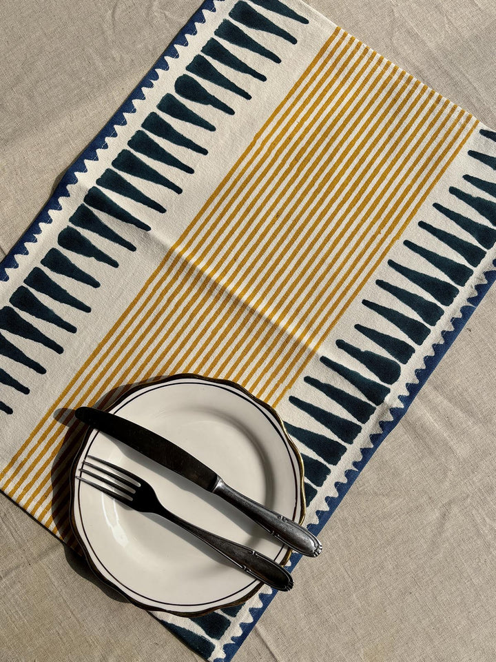 Table and DiningMustard & Blue Striped PlacematsArras