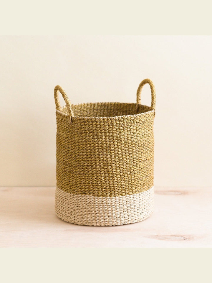 Home DecorMustard Floor Basket with Handle - Natural Baskets | LIKHÂLIKHÂ