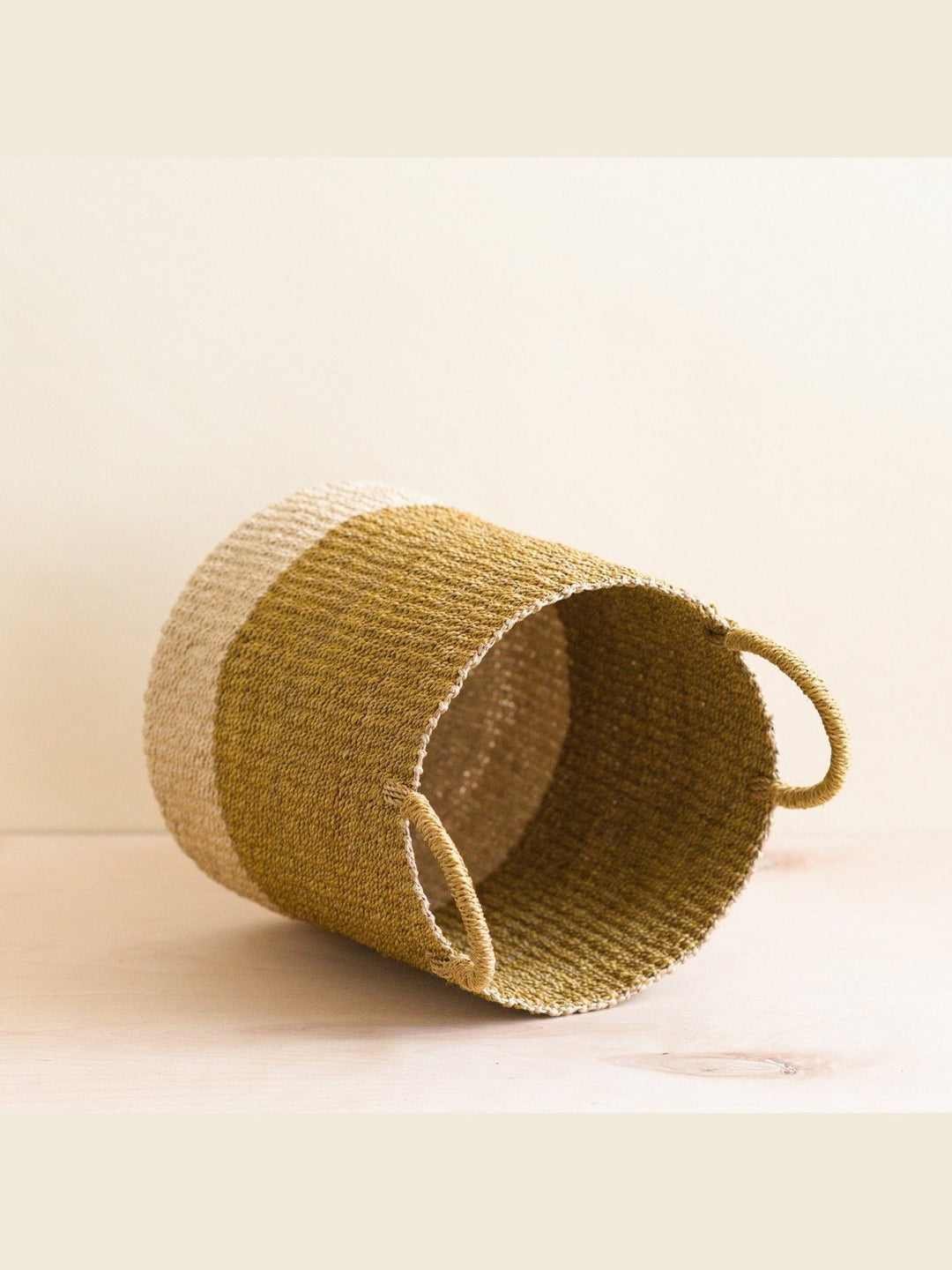 Home DecorMustard Floor Basket with Handle - Natural Baskets | LIKHÂLIKHÂ