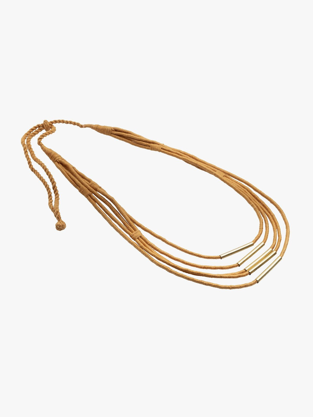 NecklaceMustard Multistrand Patwa Thread Necklace with Metal Tube AccentsKaladoraFlourish Planet