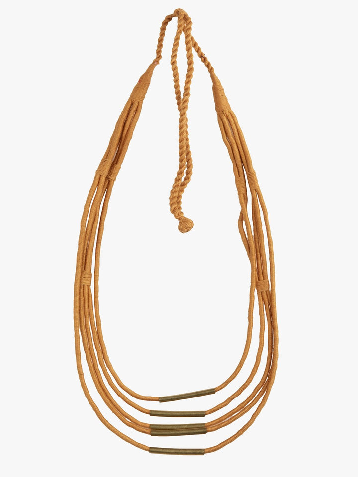 NecklaceMustard Multistrand Patwa Thread Necklace with Metal Tube AccentsKaladoraFlourish Planet