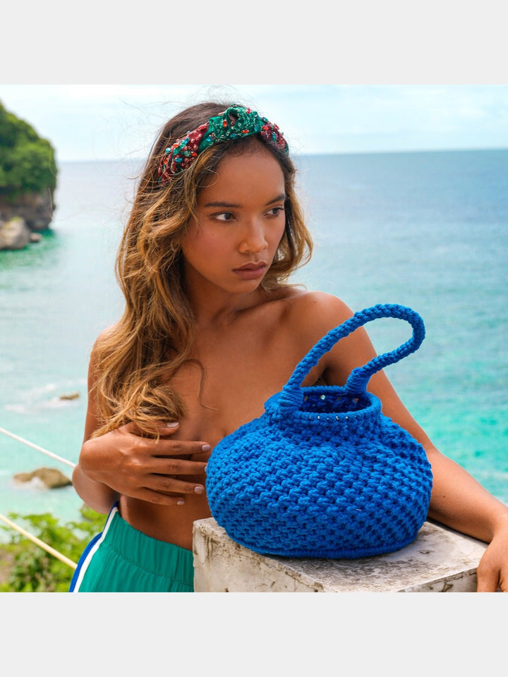 BagsNAGA Macrame Bucket Bag, in Azure BlueBrunnaCo