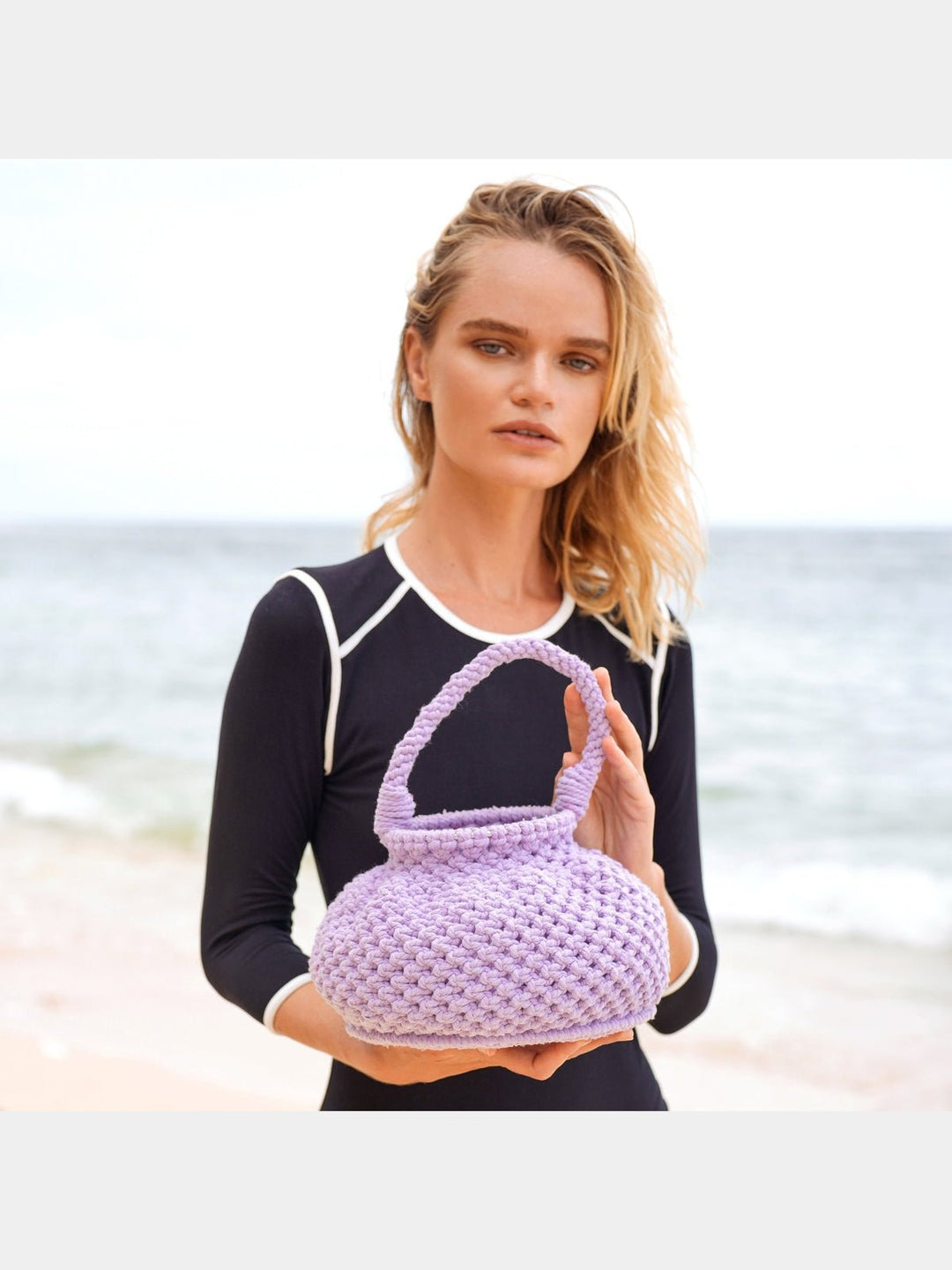 BagsNaga Macrame Bucket Bag, in Periwinkle PurpleBrunnaCo