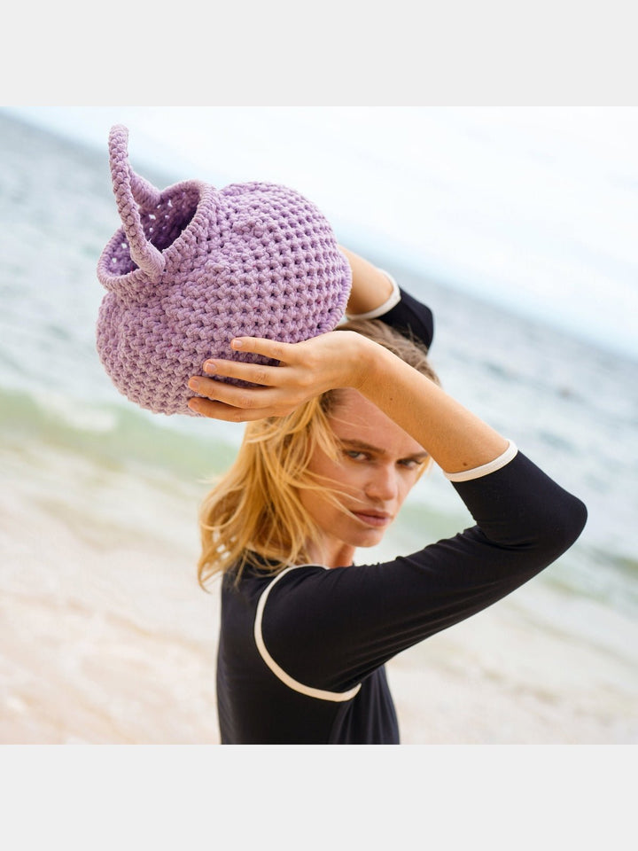 BagsNaga Macrame Bucket Bag, in Periwinkle PurpleBrunnaCo