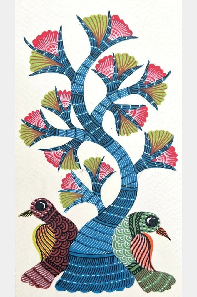 ⭐︎2枚セット⭐︎Gond Art Nature's Duet-Gond Painting | Flourish Planet