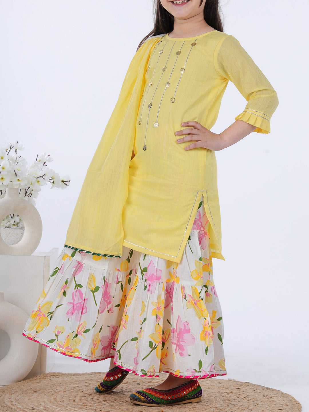 Suits & SetsNazm Sharara Set Yellow PinkKalp