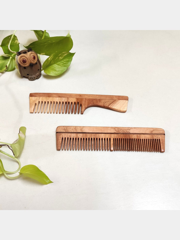 Personal CareNeem Wood Combs Handle And Dual Teeth Pack Of 2GreenFootPrint