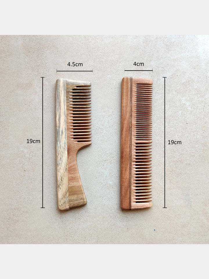 Personal CareNeem Wood Combs Handle And Dual Teeth Pack Of 2GreenFootPrint