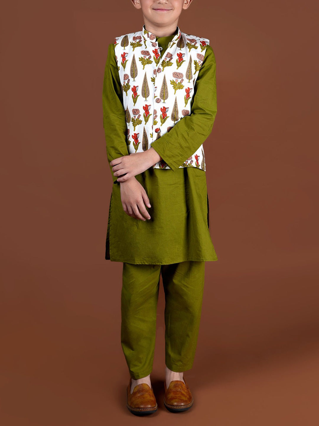 Suits & SetsNehru Jacket - Kurta Set OliveKalp