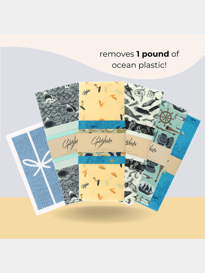 Table and DiningOcean Favourites Bundle: Beeswax Wraps + Swedish DishclothsGoldilocks Goods