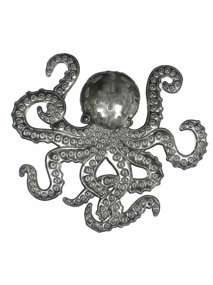 Home DecorOctopus Nautical Haitian Metal Drum Wall Art (14" x 16")Global Crafts