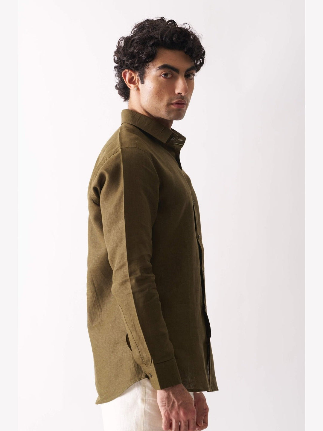 Shirts & T-shirtsOlive Green - Rozzana Full Sleeve Pure Linen ShirtCultura StudioFlourish Planet