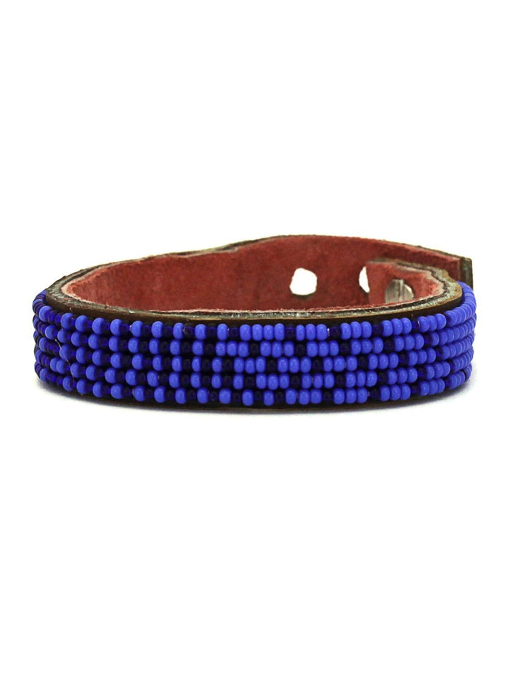 JewelryOmbre Dark Blue and Ocean Beaded Leather CuffSwahili Coast