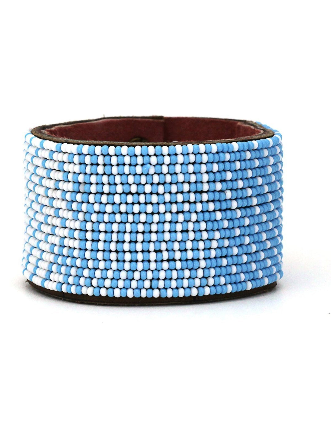 JewelryOmbre Light Blue and White Beaded Leather CuffSwahili Coast