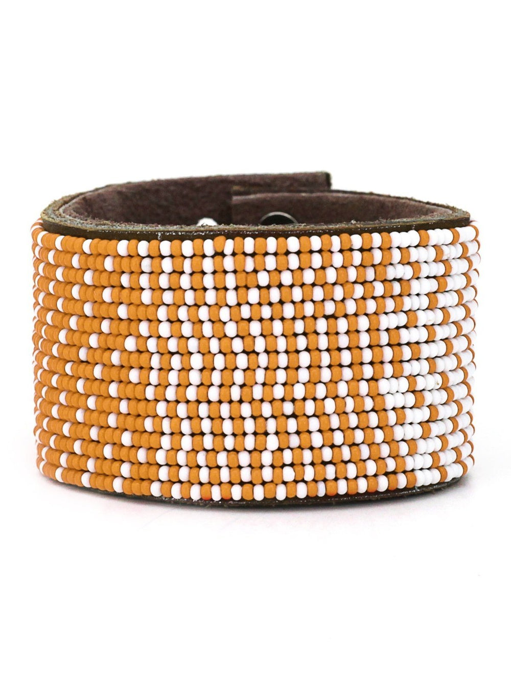 JewelryOmbre Orange Beaded Leather CuffSwahili Coast