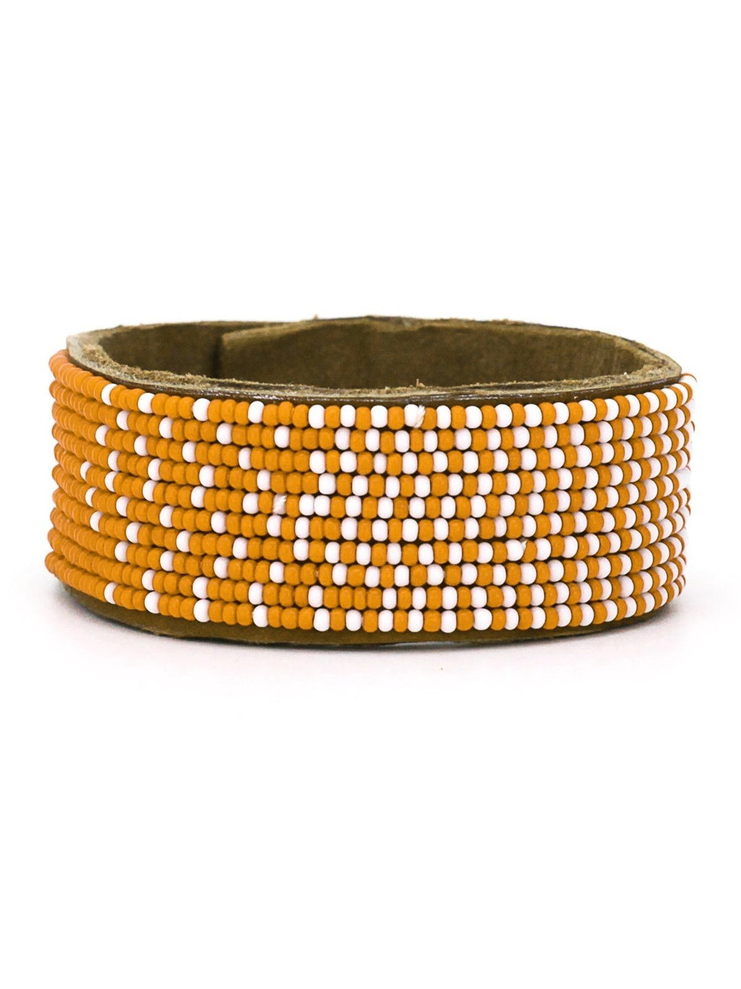 JewelryOmbre Orange Beaded Leather CuffSwahili Coast