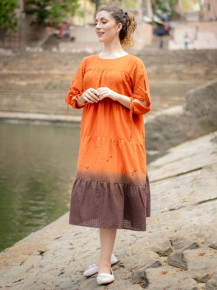 DressesOrange Brown Ombre dyed DressKrushnachuda